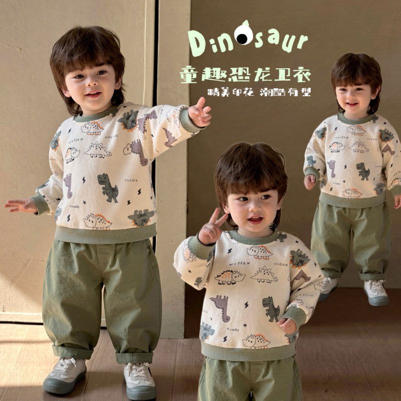 宝宝卡通卫衣秋季2026新款男童韩版恐龙上衣婴幼儿春秋可爱套头衫