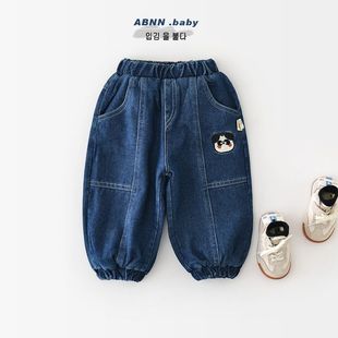 宝宝加绒裤子冬季新款男童宝宝韩版水洗软牛仔裤婴儿保暖外穿长裤