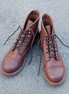 red红翼明8111wing复古固特异机车伞兵马丁靴男工装靴真皮靴子冬