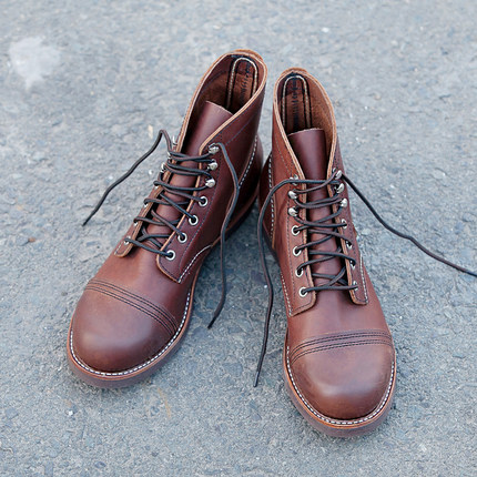 red红翼明8111wing复古固特异机车伞兵马丁靴男工装靴真皮靴子冬