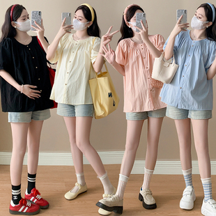 2026新款孕妇装套装夏装新款雪纺上衣衬衫短裤两件套女可哺乳