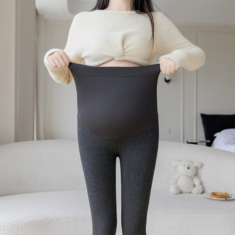 4个厚度秋冬季新款大码女装打底裤无缝孕妇竖条纹显瘦紧身裤