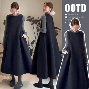 设计感显瘦毛呢背心裙子套装 现时尚 上衣+法式 高龄打底衫 女 大码