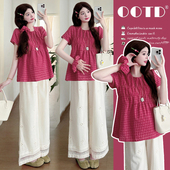 孕妇装 韩系宽松显瘦短袖 套装 夏季 上衣两件套 2026新款 现现