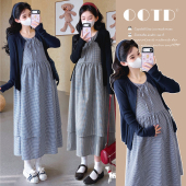 六羊毛防晒针织开衫 2026春夏新品 孕妇韩系复古裙千鸟背心裙