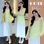 孕妇装 吊带裙套装 春装 防晒 辣妈两件套孕妇连衣裙 薄款 现现