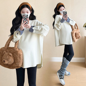 大量现现 早春韩系纯棉宽松拼接条纹卫衣裙 原版