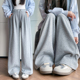 女2026春秋阔腿直筒休闲宽松型常规卫裤 运动裤 子 新款 孕妇一体裤
