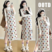 新品 日系撞色可爱波点加厚背心裙 打底毛衣