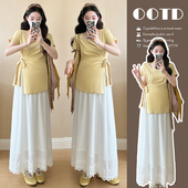 半身裙孕妇套装 2026夏季 上衣 不规则短袖 新品