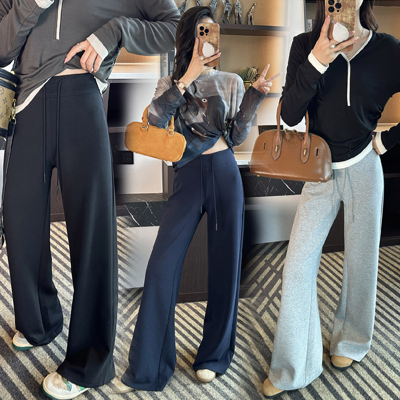 孕妇空气棉阔腿裤子新款秋季2025垂感无托腹裤外穿直筒休闲裤