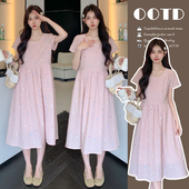 孕妇连衣裙高质量 短袖 2025夏季 甜美刺绣简约中长款