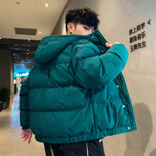 2021年男士羽绒服短款连帽棉衣青少年学生帅气面包服加厚冬季外套