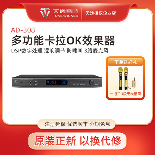 Winner/天逸 AD-308专业卡拉ok混响器家用ktv数字前级效果器