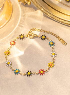 度假风甜美小雏菊手链锁骨项链