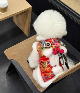 宠物过年衣服 春节新年龙年猫咪狗狗唐装虎头醒狮服 冬款拜年服