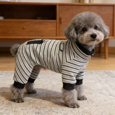 狗狗衣服秋冬款新款小狗四脚条纹打底比熊泰迪小型犬宠物衣服
