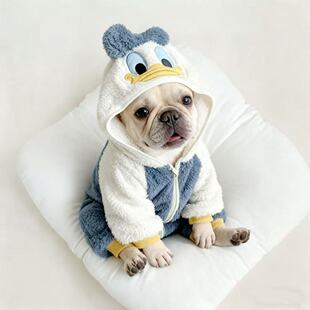 秋冬宠物连帽衣狗狗法斗背心可爱毛绒绒保暖马甲恶霸巴哥斗牛衣服