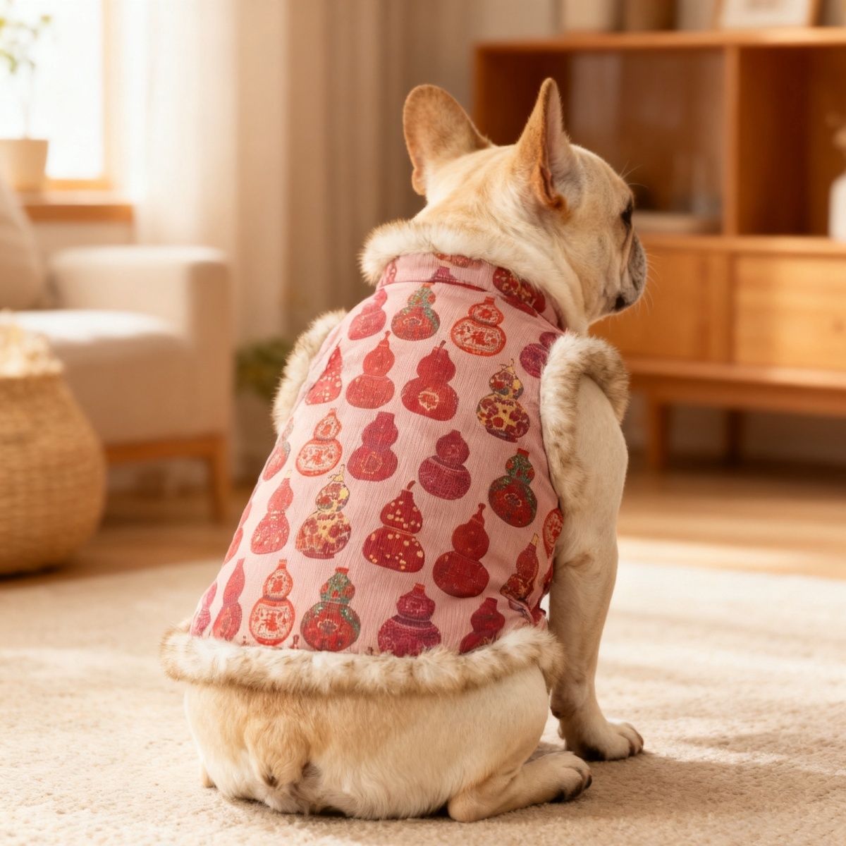 宠物狗狗过年衣服法斗巴哥加绒保暖拜年服唐装喜庆新年装防寒马甲