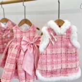 名媛小香风公主裙秋冬季 马尔济斯约克夏宠物猫咪狗狗衣服 套装