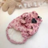 猫咪狗比熊泰迪棉衣 厚毛绒宠物保暖卫衣 粉色小豹纹 冬季