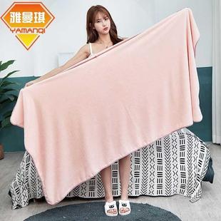 干加长超厚不掉毛 珊瑚绒浴巾大号成人男女家用洗澡柔软吸水速干
