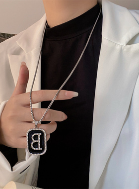 个性钛钢项链嘻哈高街男士ins风轻奢小众设计高档情侣毛衣链女款