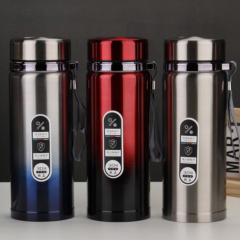 304不锈钢保温杯水壶便携商务大容量吊带登山旅行杯保温便携式