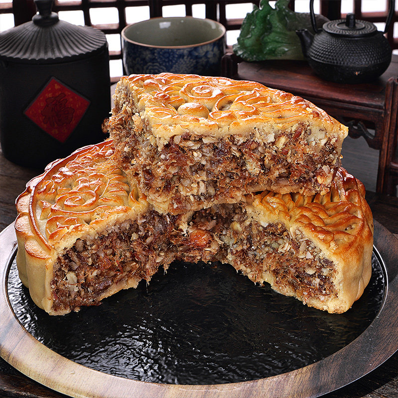 广式五仁月饼2斤金腿大月饼老式火腿中秋节礼盒装公司团购送礼