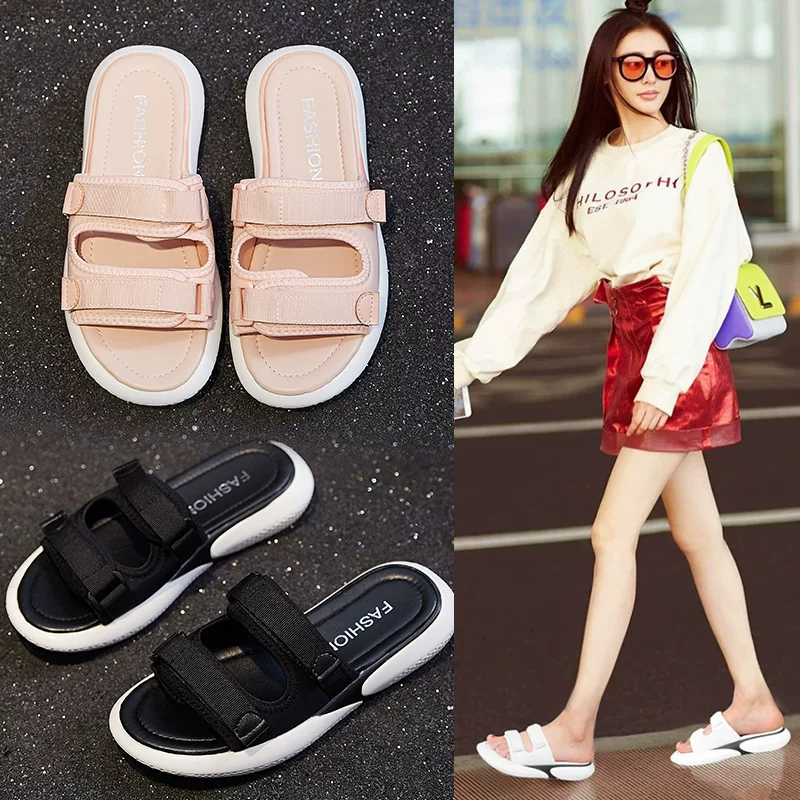Universal slippers with velcro, 2022 collection, Korean style