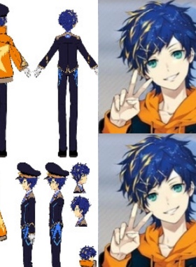 墨染青丝假发定制Holostars 遊馬輝流（Astel）cos假发定做假毛