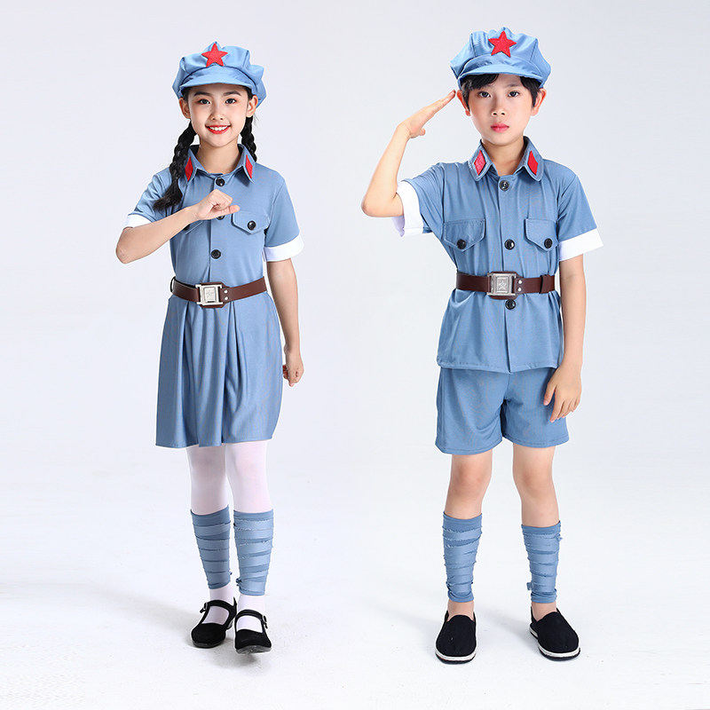 六一红军小学生舞蹈女童合唱服
