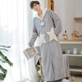 Мужская коралловая бархатная пижама, утепленный фланелевый длинный зимний банный халат с капюшоном