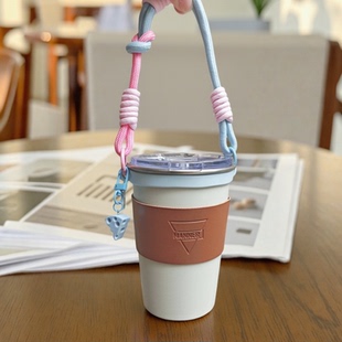 适配Manner冷水杯挂绳瑞幸咖啡超大杯手提绳儿童水杯杯套手提挂绳
