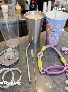 适配瑞幸PP杯改造疯狂动物城联名杯亚克力外壳杯盖304不锈钢杯子