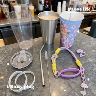 适配瑞幸PP杯改造疯狂动物城联名杯亚克力外壳杯盖304不锈钢杯子