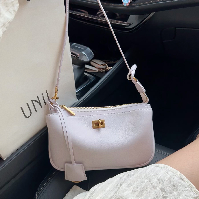 真皮腋下包包女高级感锁扣凯莉包