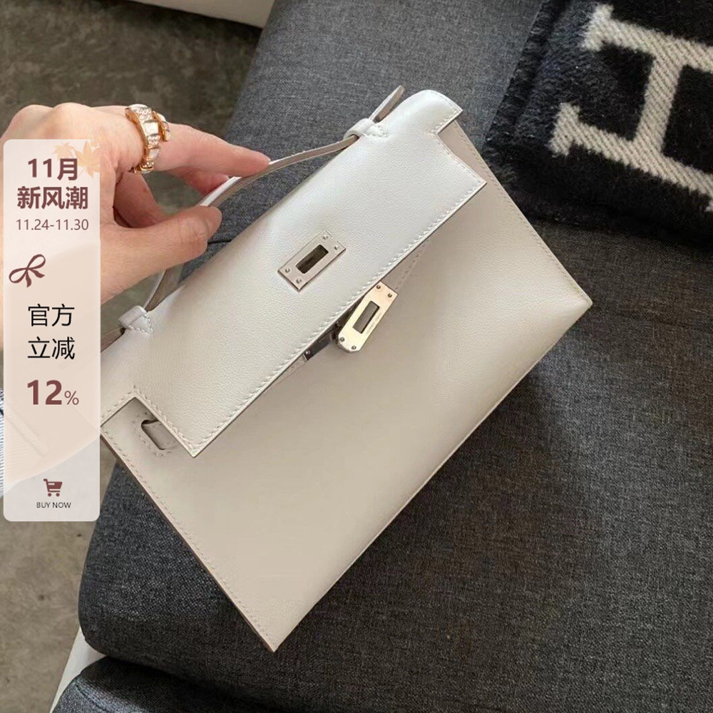 一代凯莉包女白色包包高级感