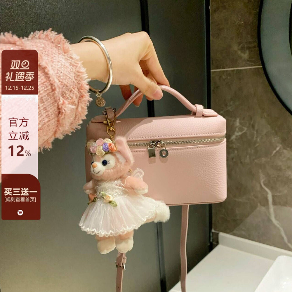 粉色饭盒包真皮手提单肩斜挎包女