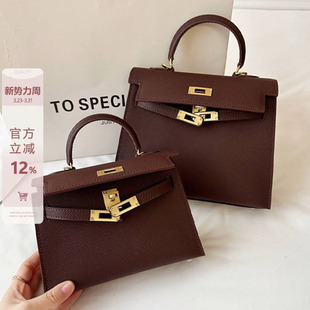 真皮百搭迷你二代小方包包女高级感马鞍红色手提包牛皮单肩斜挎包