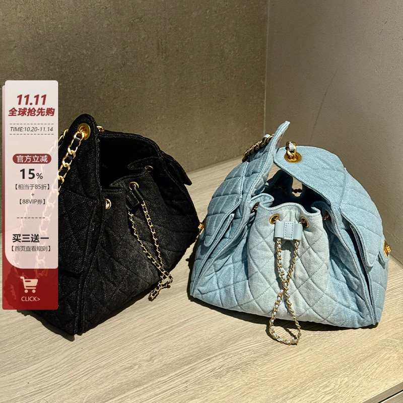 小香风牛仔帆布包女通勤托特包