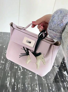 马鞍包高级感mini2424小方包梦幻紫真皮手提单肩包腋下包女斜挎包