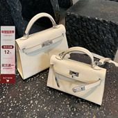 2025新款 白色真皮mini二代小方包女高级感百搭手提单肩斜挎小包