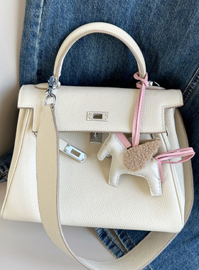 头层togo皮宽肩带凯莉包包女高级质感白色包包百搭手提单肩斜挎包