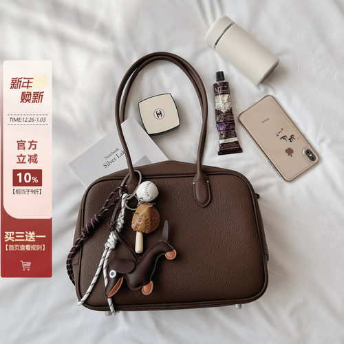 togo牛皮保龄球包包女波士顿包