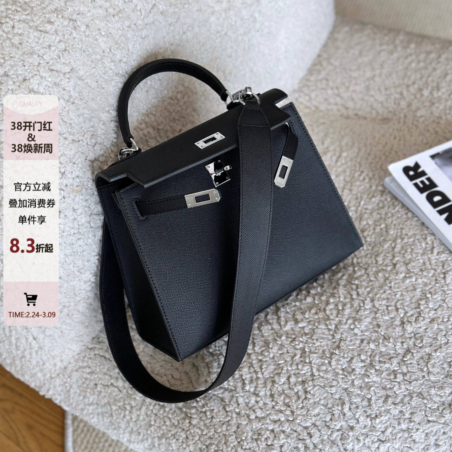 真皮手掌纹小方包包女大容量百搭手提包2025秋冬高级感单肩斜挎包