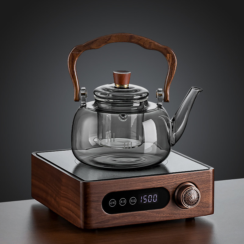 黑晶炉煮茶器蒸煮一体提梁壶耐高温玻璃茶壶烧水壶养生壶茶具套组