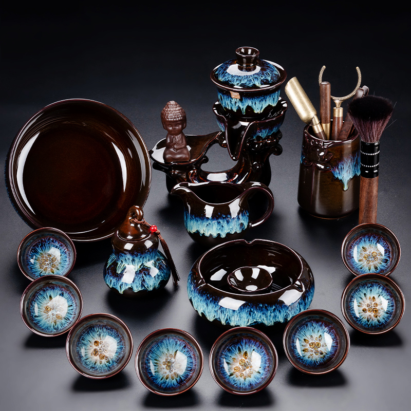 陶瓷茶具套装石磨旋转出水神器