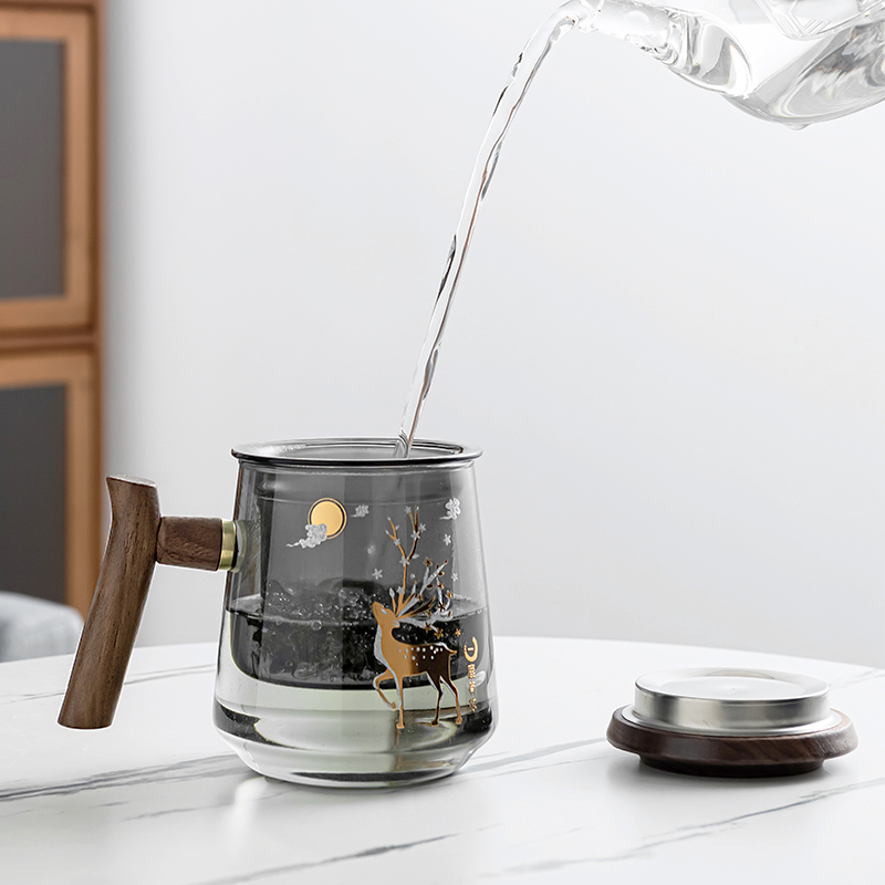 泡茶杯茶水分离个人专用办公室茶道喝茶杯子带盖男女高档玻璃水杯