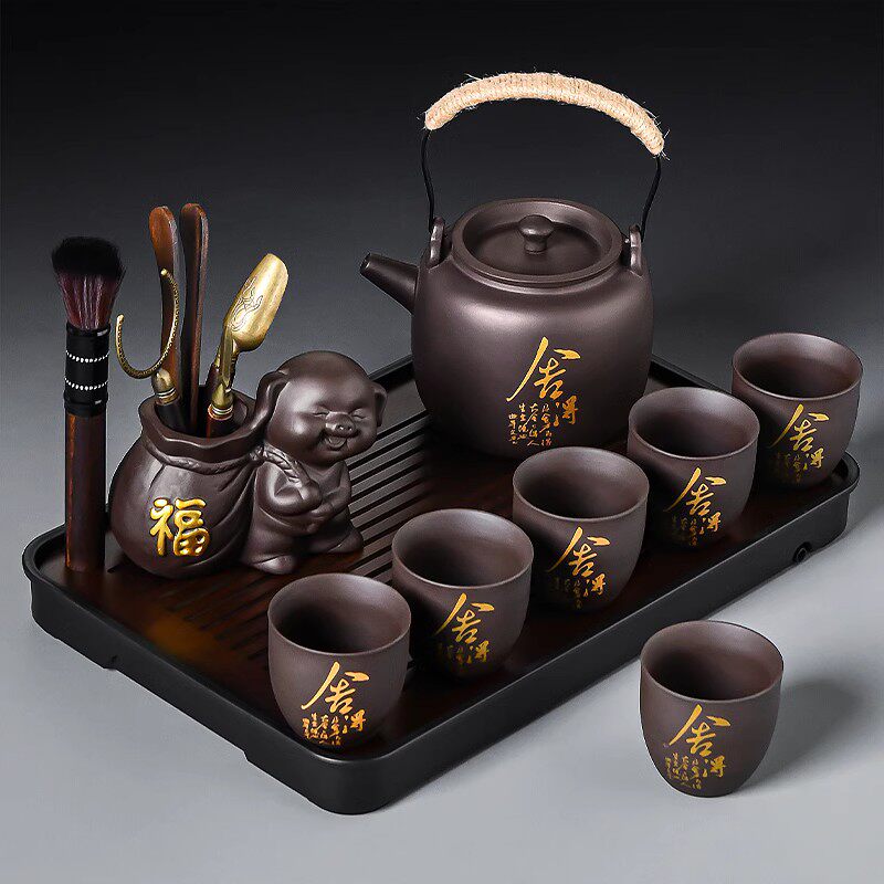 2025新款紫砂茶具套装家用泡茶紫砂壶提梁壶陶瓷茶壶茶杯喝茶用品